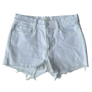 Mother The Charmer Fray Short in Glass Slipper White Denim w/ Stretch Size 26